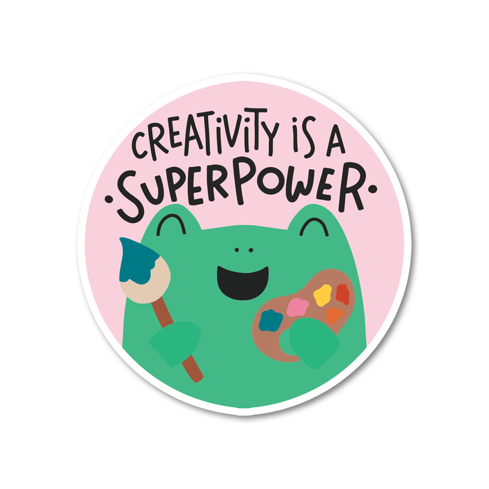 Creativity Is A Superpower Frog Vinyl Sticker Sticker