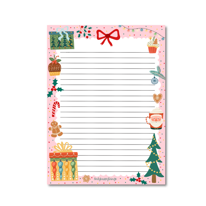 Pink Christmas Double-Sided A5 Notepad