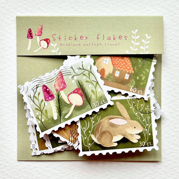 Sticker Flakes - Woodland Postage Stamps