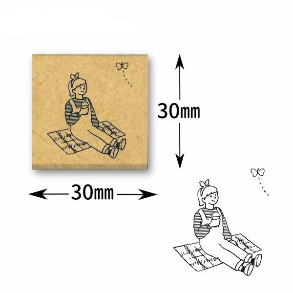 Fudan no Hanko Wood Stamp - Girl / Picnic