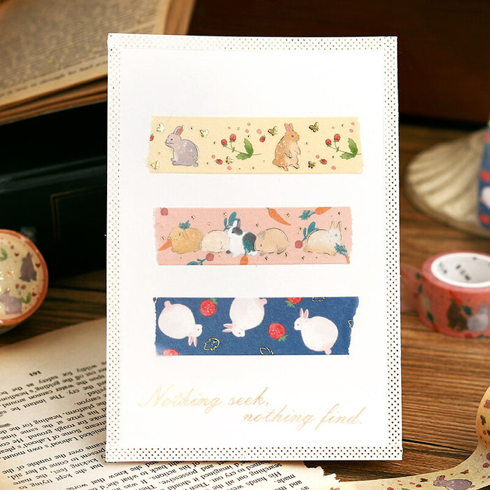 BGM 'Rabbit Country' Foil Washi Tape - Strawberry Daifuku