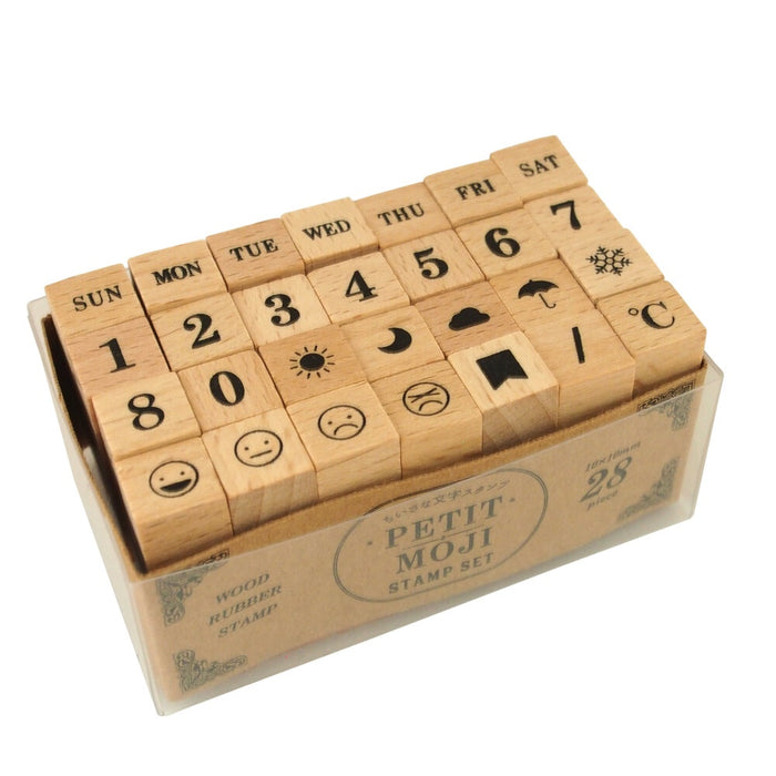 Kodomo No Kao Wood Stamp Set - Numbers, Days & Icons