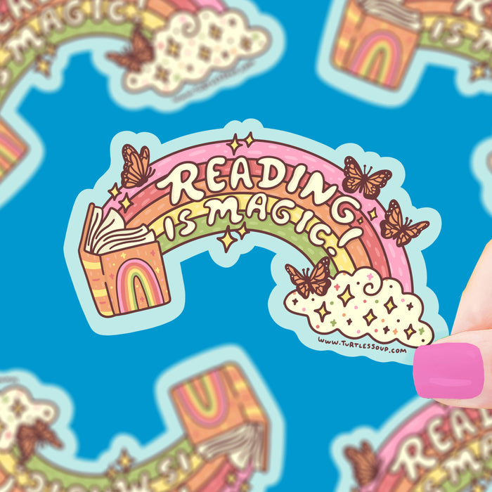 Reading Is Magic Rainbow Vinyl Sticker