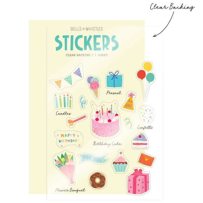 Birthday Party Clear Stickers