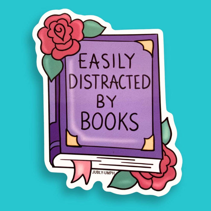 Easily Distracted By Books Vinyl Sticker