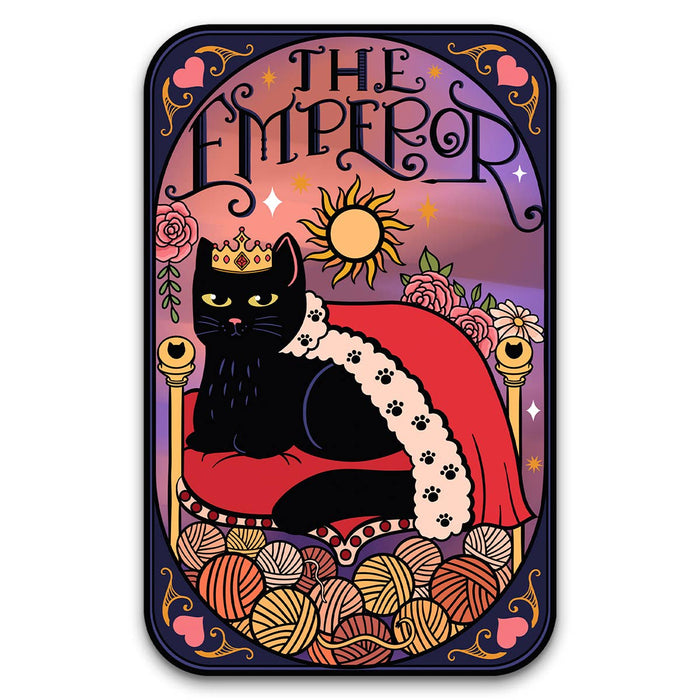 Cat 'The Emperor' Tarot Card Vinyl Sticker