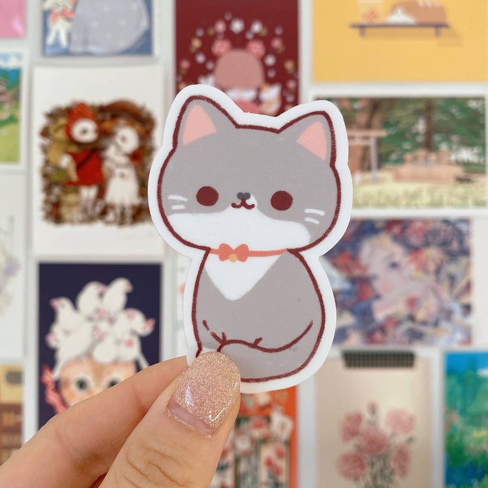 Grey Cat Vinyl Sticker