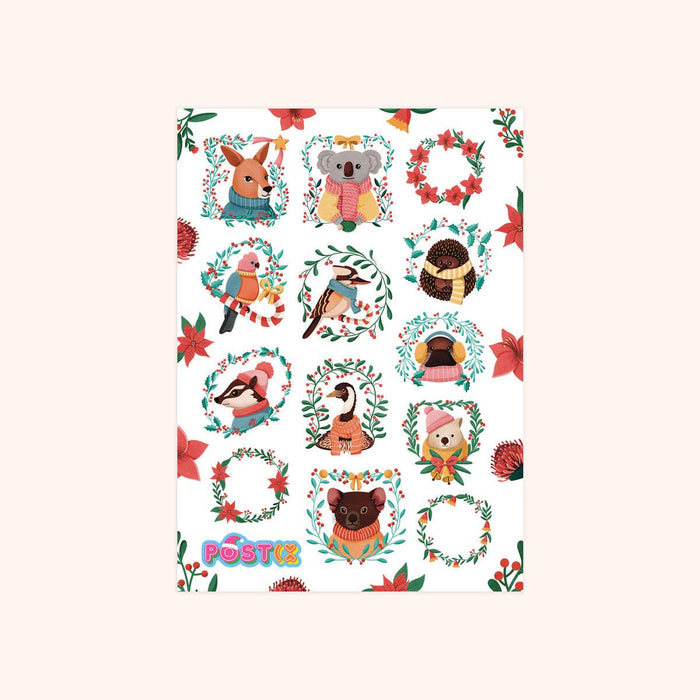 Merry Christmas Mates A6 Glossy Sticker Sheet