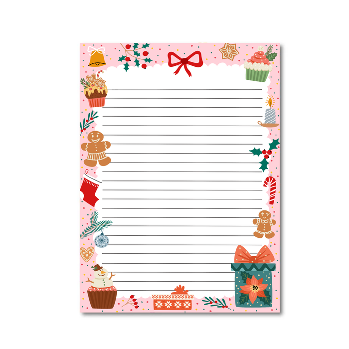 Pink Christmas Double-Sided A5 Notepad