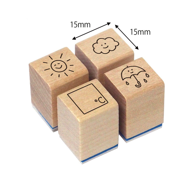 Kodomo No Kao 'Notebook Club' Wood Stamp Set - Weather