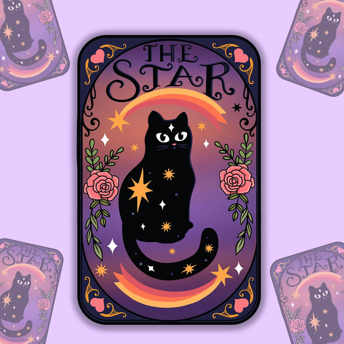 Cat 'The Star' Tarot Card Vinyl Sticker