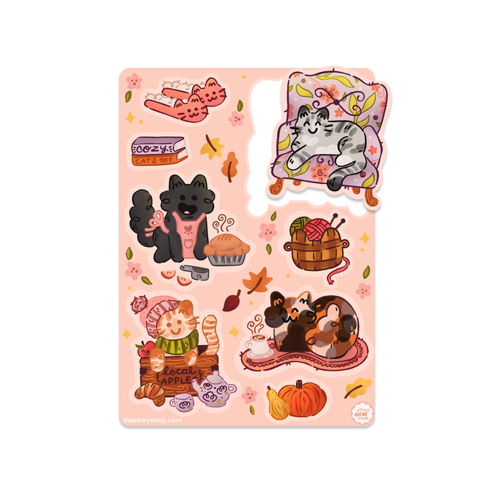 Cozy Cats Vinyl Sticker Sheet