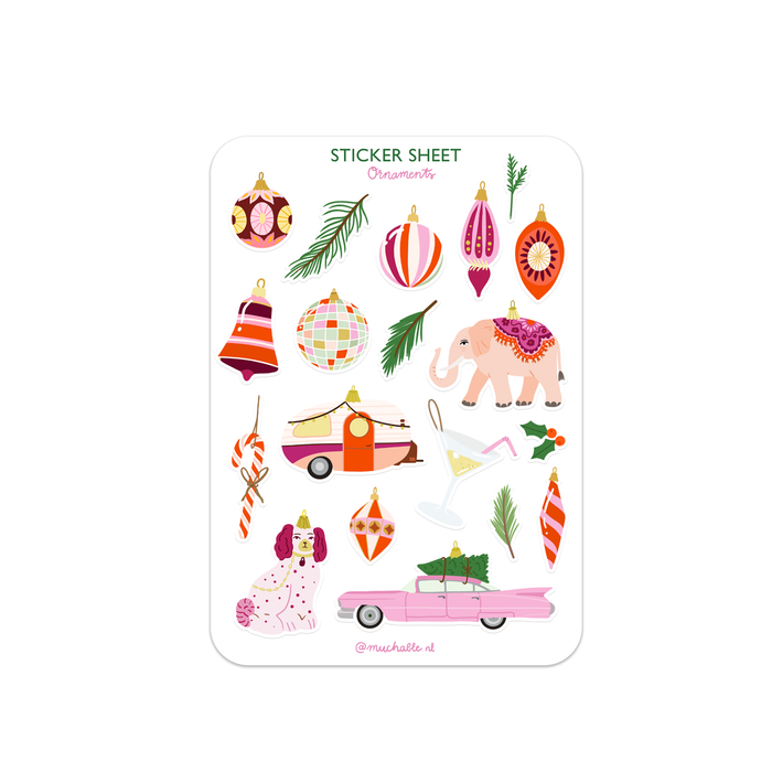 A6 Sticker Sheet - Christmas Ornaments