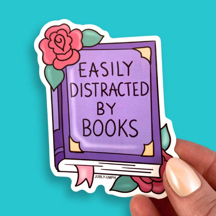 Easily Distracted By Books Vinyl Sticker