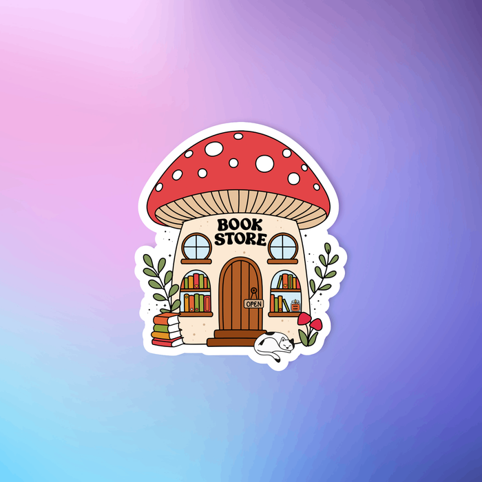 Mushroom Bookstore Vinyl Sticker