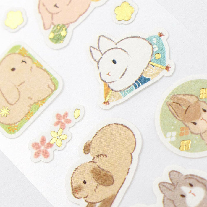 Japanese Paper Stickers - Flower Rabbit