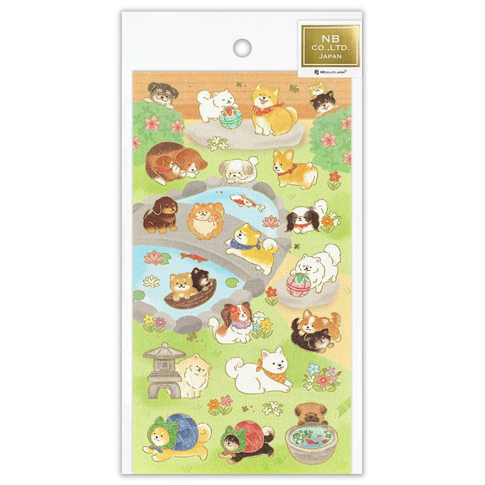 Japanese Paper Foiled Stickers - Dog & Japanese Garden