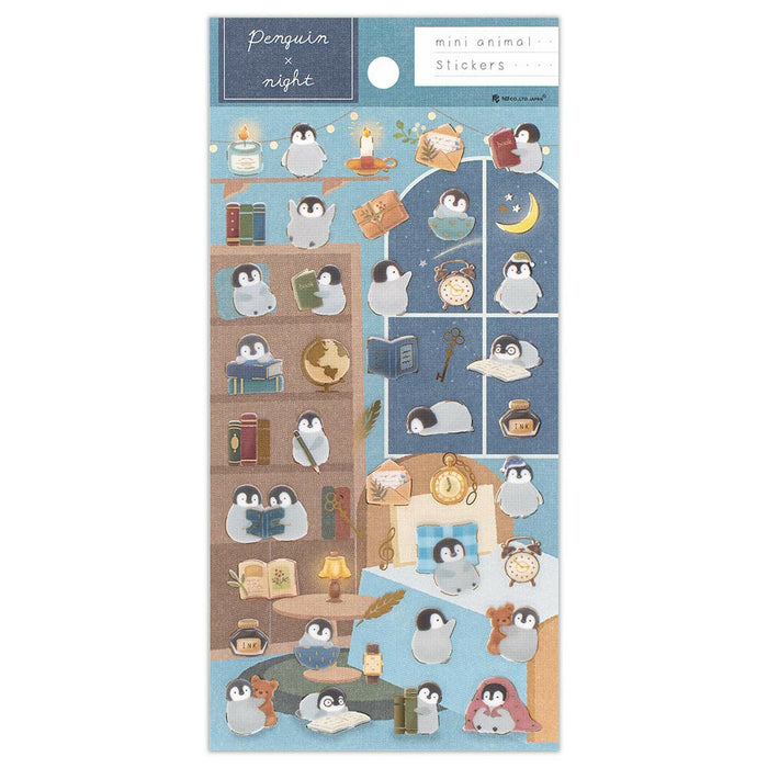 Mini Animal Clear Stickers - Penguin x Night