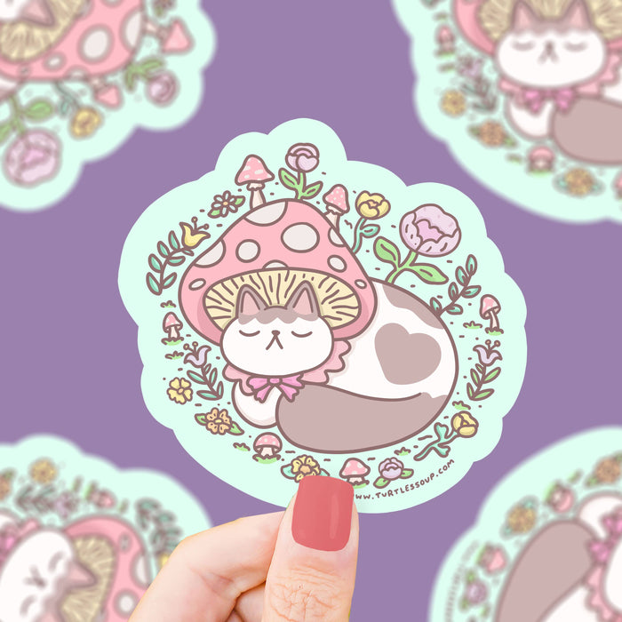 Mushroom Cap Kitty Vinyl Sticker