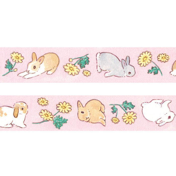 Schinako Moriyama x Papier Platz Washi Tape - Rabbit & Chrysanthemum