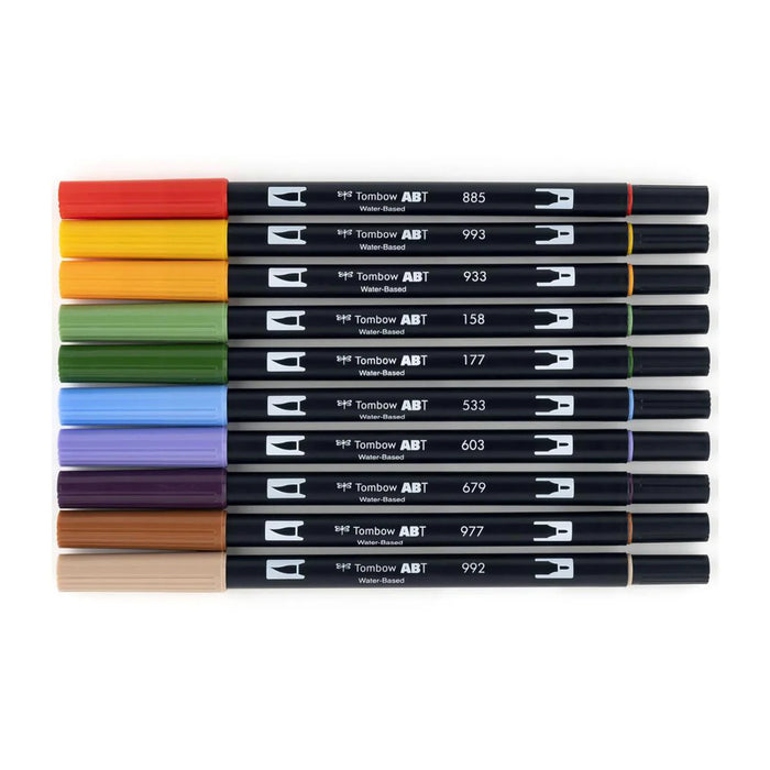 Tombow ABT Dual Brush Pen 10 Colour Set - Secondary Colours