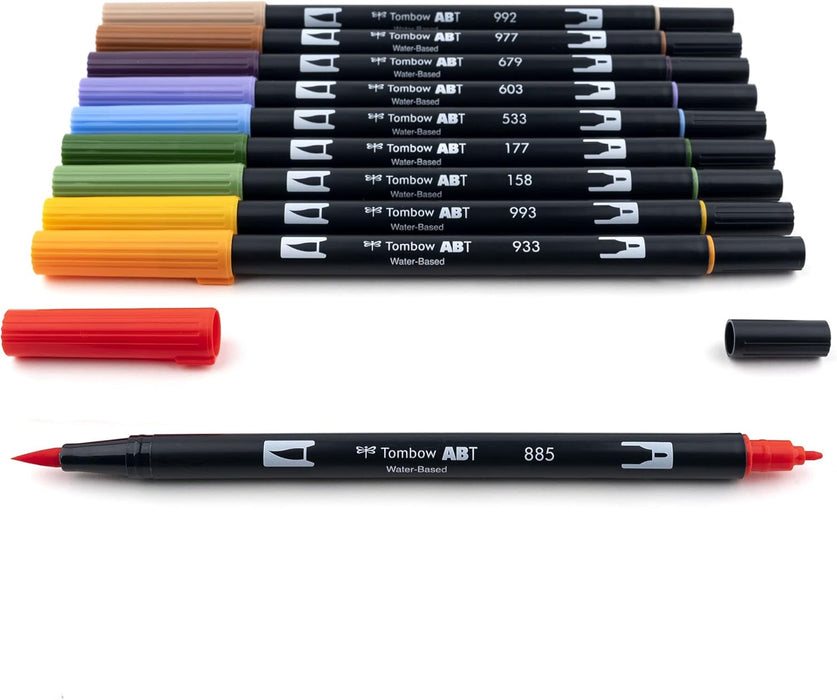 Tombow ABT Dual Brush Pen 10 Colour Set - Secondary Colours