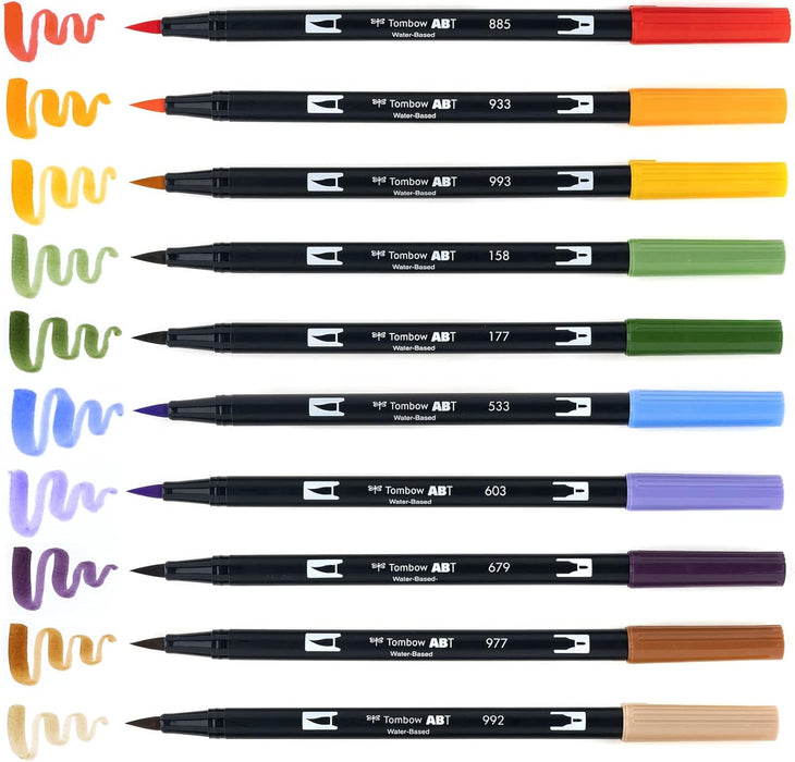 Tombow ABT Dual Brush Pen 10 Colour Set - Secondary Colours