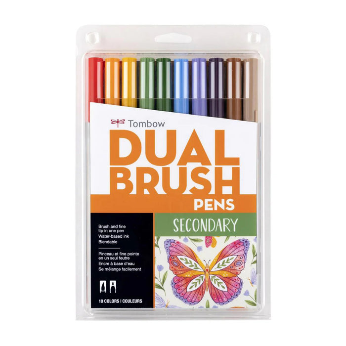 Tombow ABT Dual Brush Pen 10 Colour Set - Secondary Colours