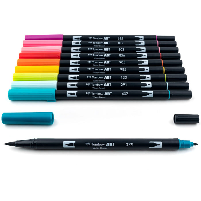 Tombow ABT Dual Brush Pen 10 Colour Set - Tropical