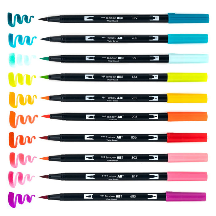 Tombow ABT Dual Brush Pen 10 Colour Set - Tropical