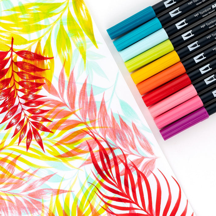 Tombow ABT Dual Brush Pen 10 Colour Set - Tropical