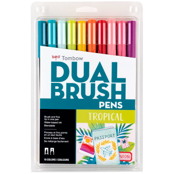 Tombow ABT Dual Brush Pen 10 Colour Set - Tropical