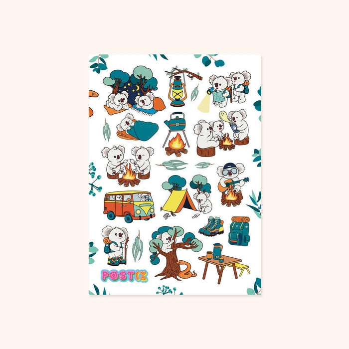 Koalas Campsite A6 Glossy Sticker Sheet