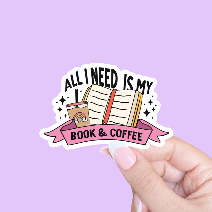 Book & Coffee Vinyl Sticker