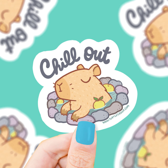 Chill Out Capybara Bath Vinyl Sticker