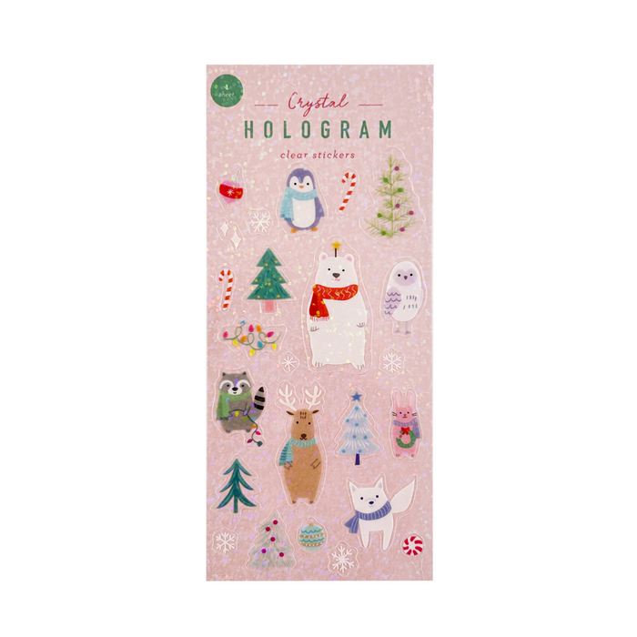 Holiday Animals Crystal Hologram Clear Stickers