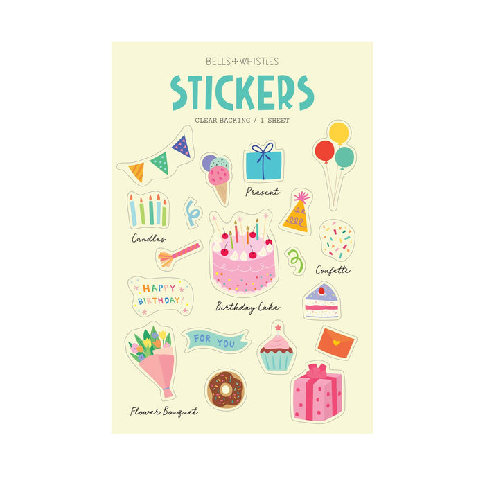 Birthday Party Clear Stickers