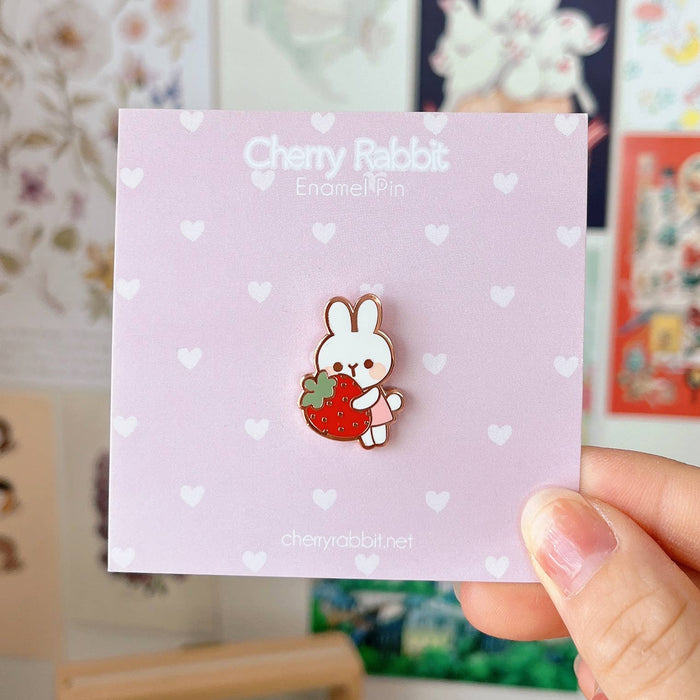 Strawberry Rabbit Enamel Pin