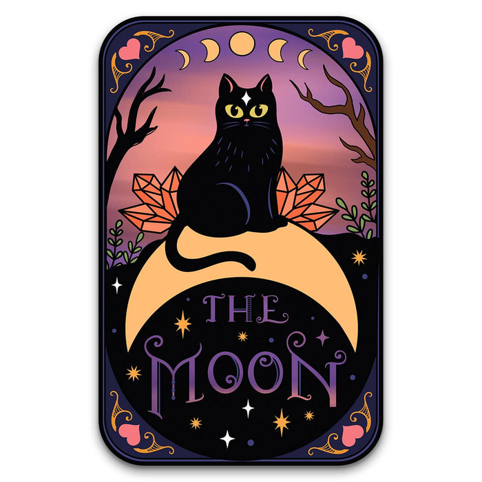 Cat 'The Moon' Tarot Card Vinyl Sticker