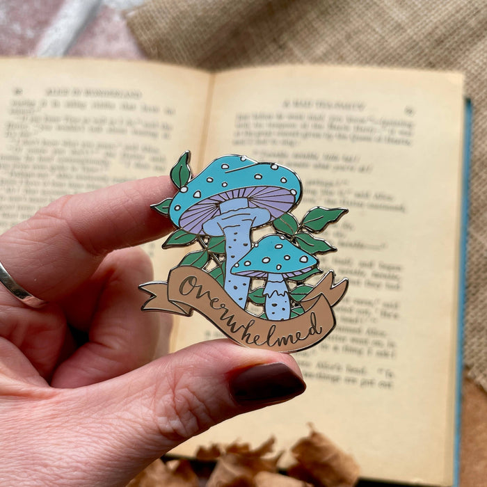 Verdigris Agaric 'Overwhelmed' Enamel Pin