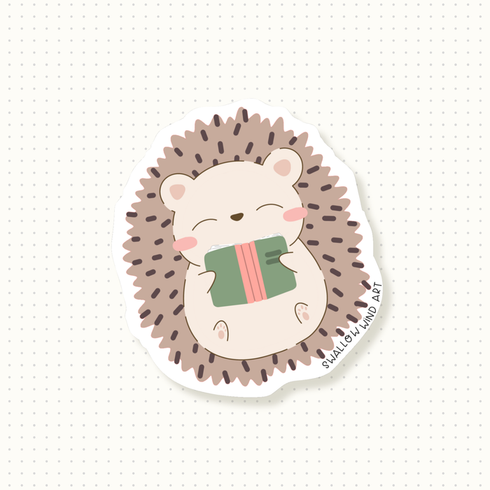 Vinyl Sticker - Hedgehog Reading a Book