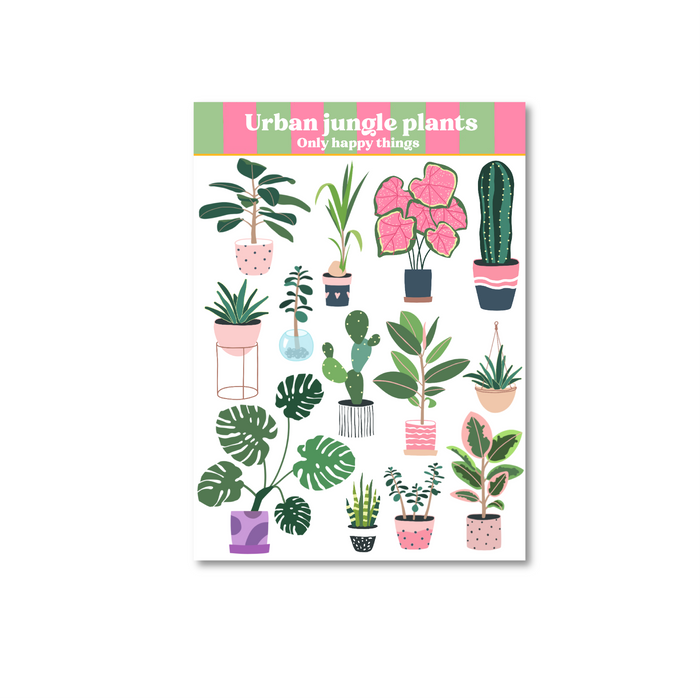 Urban Jungle Plants A6 Sticker Sheet