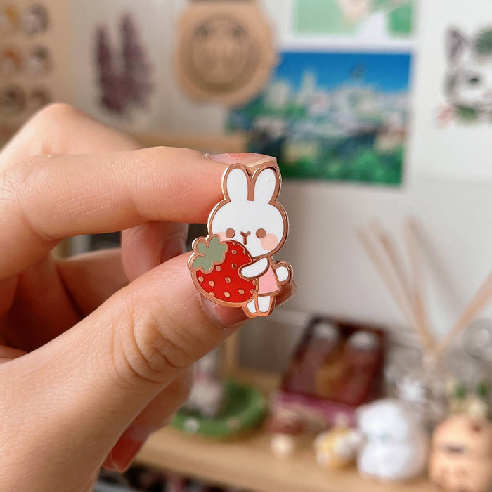 Strawberry Rabbit Enamel Pin