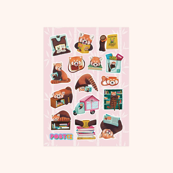 Red Panda Reads A6 Glossy Sticker Sheet