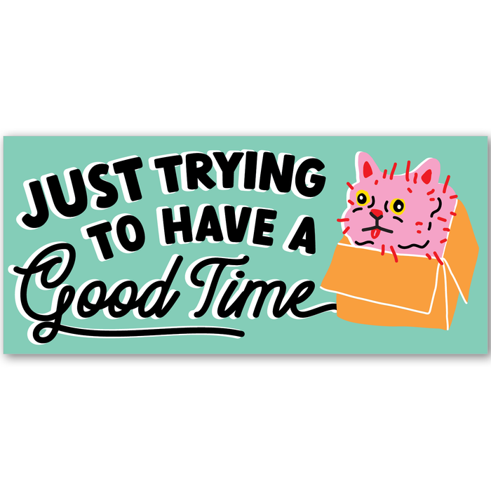 Good Time Cat Mini Vinyl Bumper Sticker