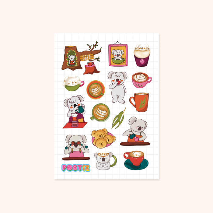 Koala Tea and Coffee Shop A6 Glossy Sticker Sheet