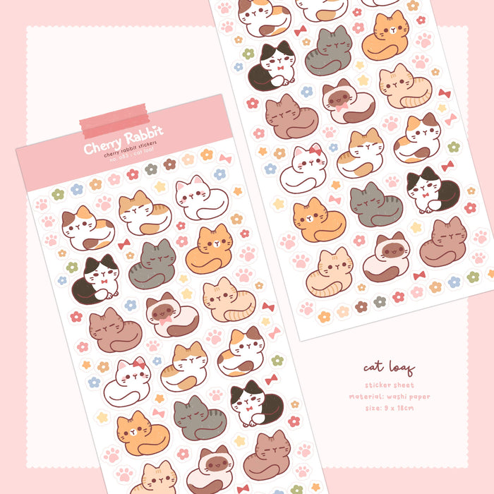 Cat Loaf Washi Sticker Sheet