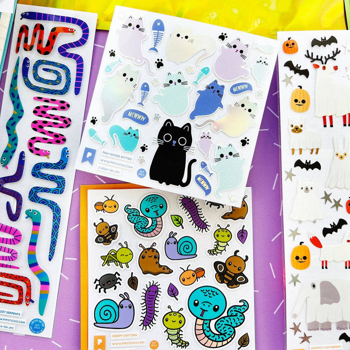 Paw-sessed Kitties Stickers by Pipsticks