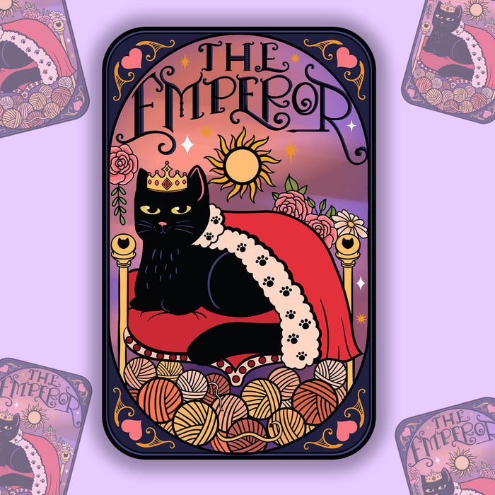 Cat 'The Emperor' Tarot Card Vinyl Sticker