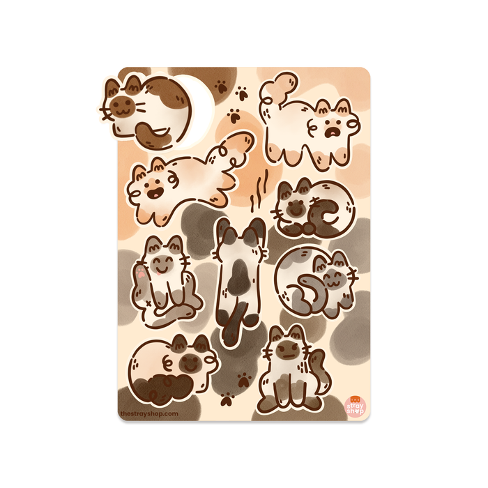 Siamese Cats Vinyl Sticker Sheet